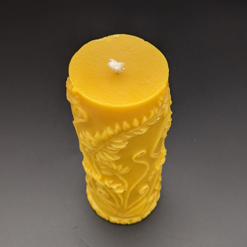 Shipwreck Honey Seattle WA Beeswax Fern Pillar Candle Top View Candle Wick