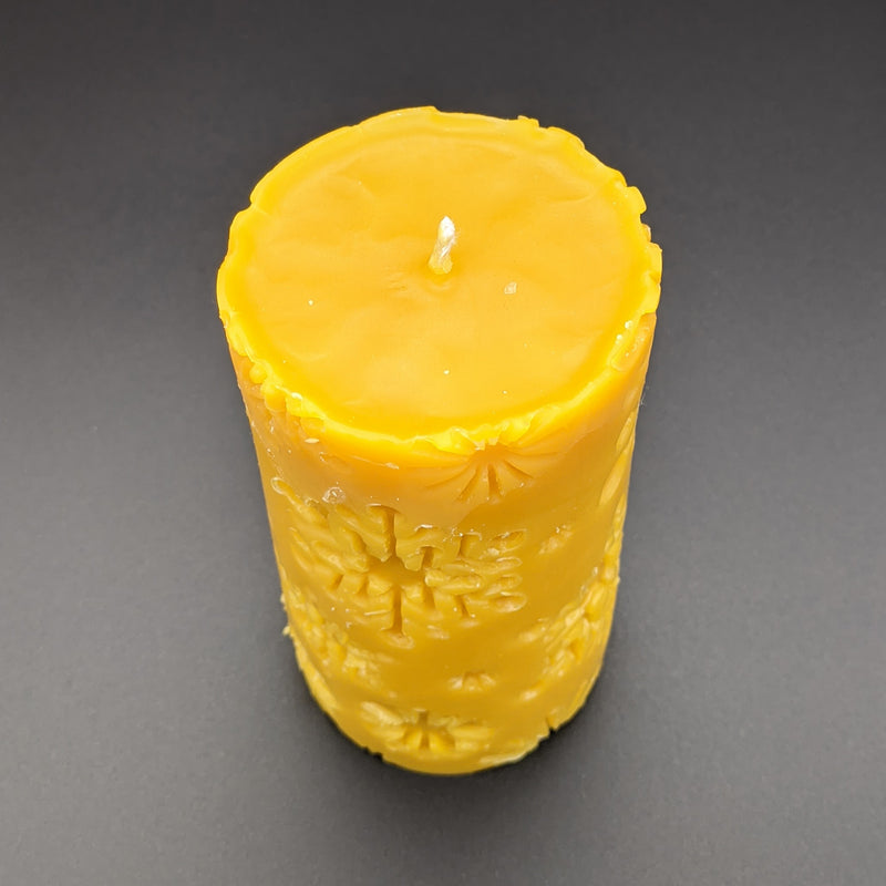 Shipwreck Honey Seattle WA Solstice Pillar Beeswax Candle Top View Wick