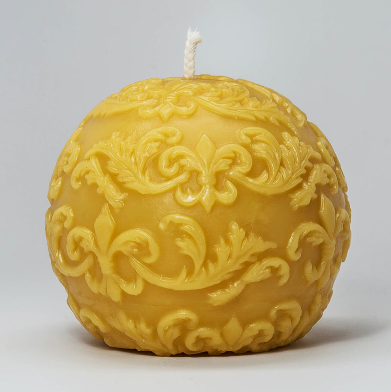 Shipwreck Honey Seattle WA Beeswax Candle Fleur De Lis Sphere Beeswax Candle Background